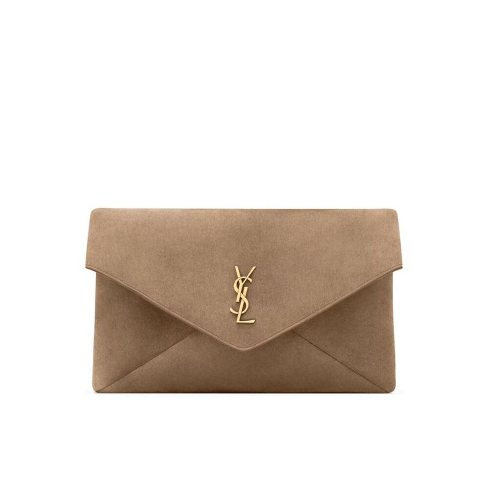 Saint Laurent Women Large Cassandre Envelope Clutch In Suede
